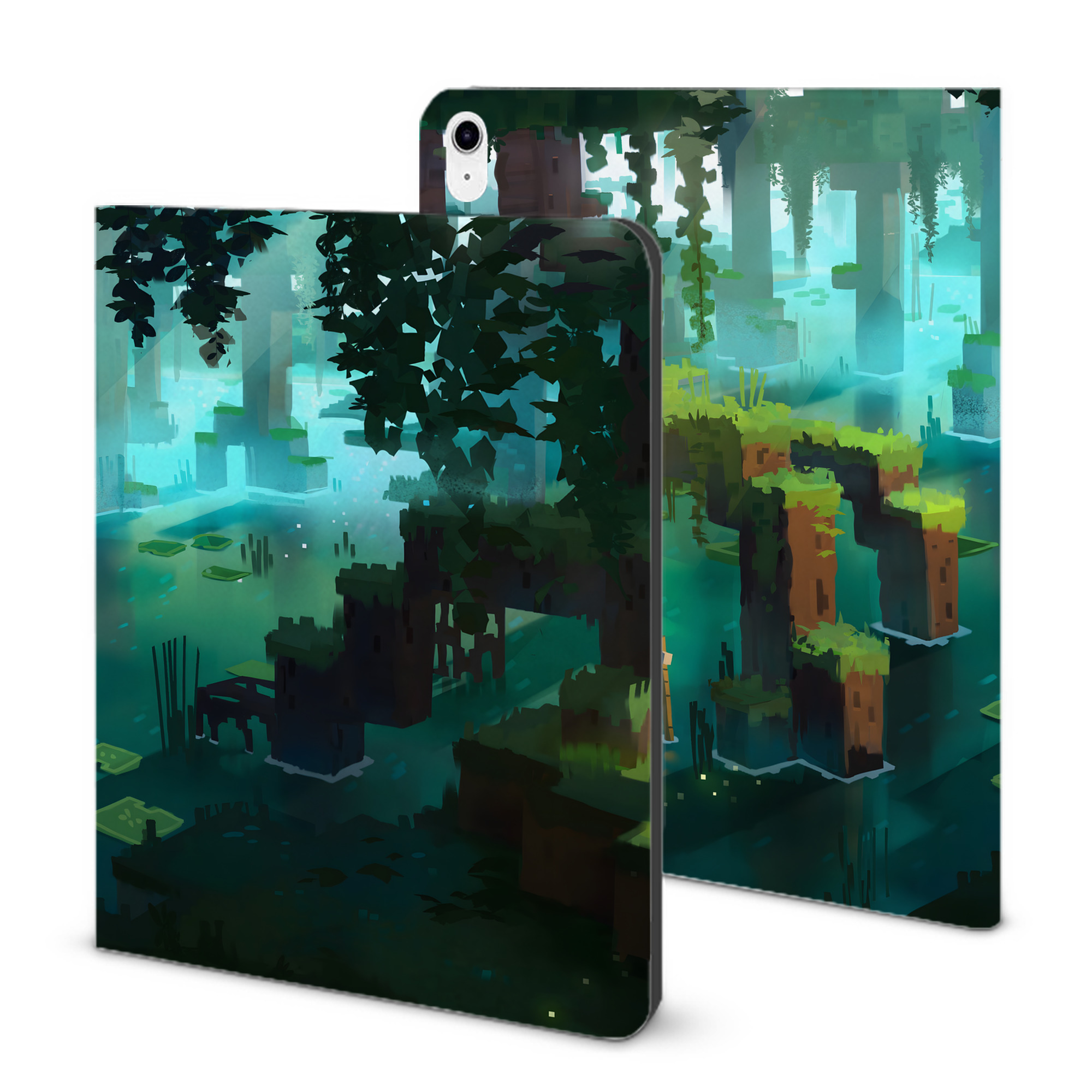 （画像用） マインクラフト ブロックの世界 Minecraft MC Block world IPad ケース ブック型 PUレザー TPU 耐衝撃 軽量 薄型 ペン収納なし 全面保護 IPad 各モデル対応